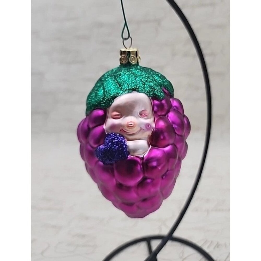 Susan Torrence Global Village Blown Glass Ornament 1999 Loving Bunch Bebe Grape